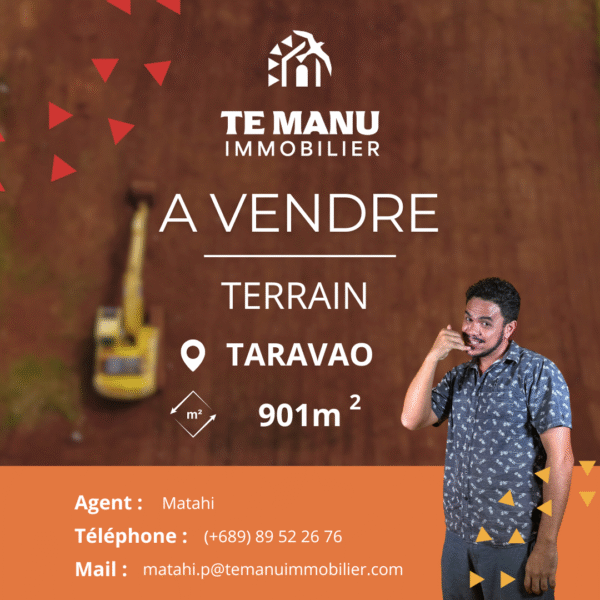 Vente – trait orange log blanc taravao 901m2
