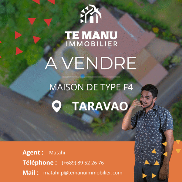 Vente – trait orange log blanc cover maison taravao cfpa